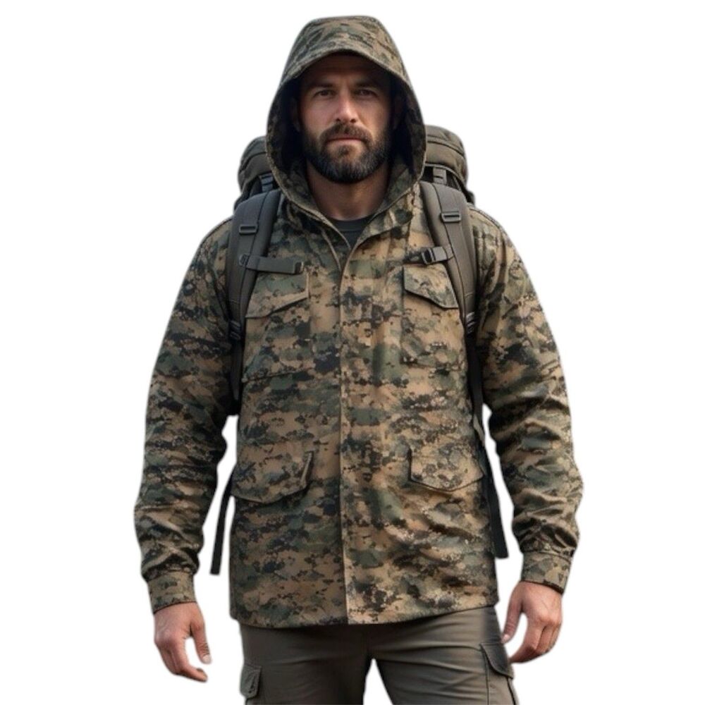 Rothco Field Jacket M-65 Men’s 3XL Camo Hooded Combat Hiking Army Coat Lined